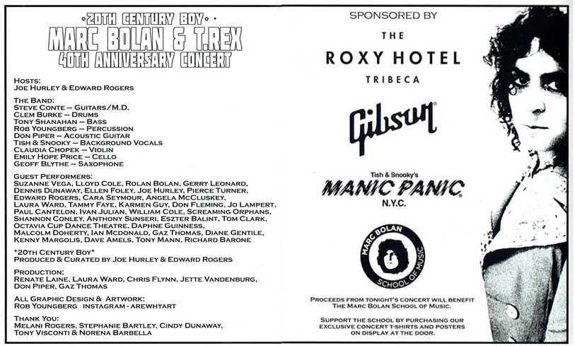 Marc Bolan and T.Rex 40th Anniversary Concert Flyer